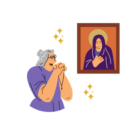 Catholic woman praying to jesus  Illustration