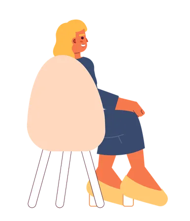 Caucasian Adult Woman Sitting In Chair Back View 2 D Cartoon Character European Lady Seminar Attendee Isolated Vector Person White Background Lecture Participate Color Flat Spot Illustration Illustration