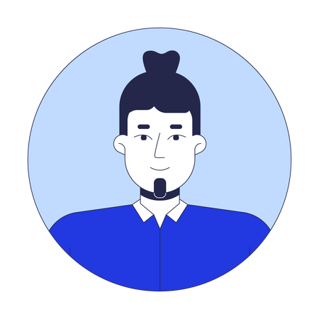 Caucasian bearded man bun  Illustration