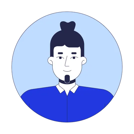 Caucasian bearded man bun  Illustration