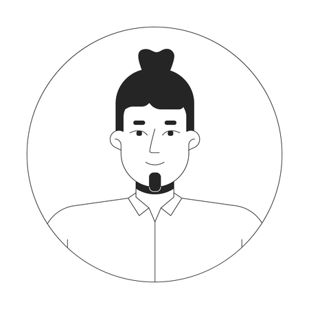 Caucasian bearded man bun  Illustration