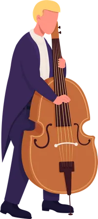 Caucasian cello player  Illustration