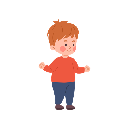 Caucasian child boy full length portrait  Illustration