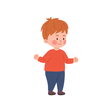 Caucasian child boy full length portrait  Illustration