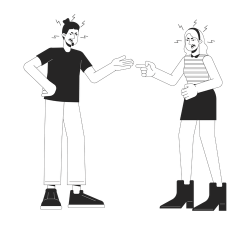 Caucasian couple quarrel  Illustration