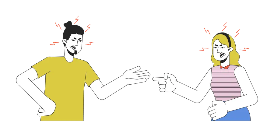 Caucasian couple quarrel  Illustration