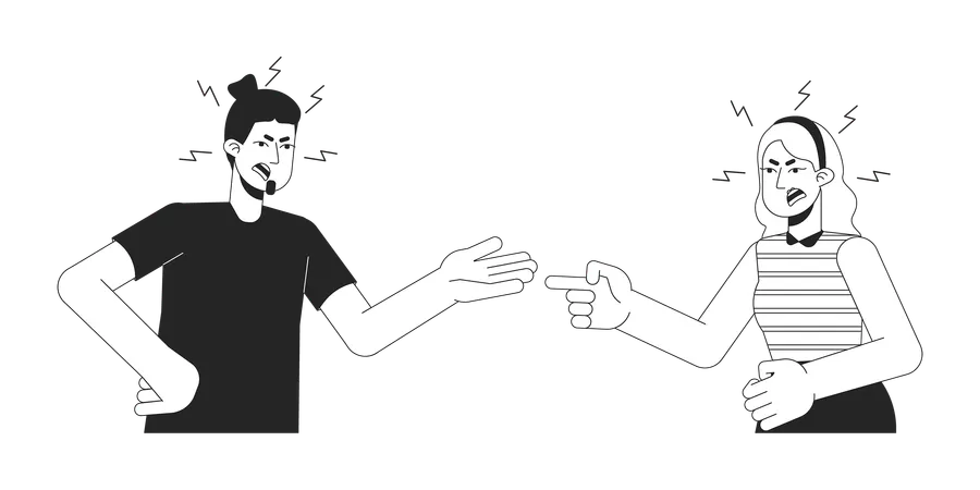 Caucasian couple quarrel  Illustration