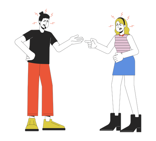 Caucasian couple quarrel  Illustration