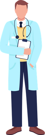Caucasian doctor with stethoscope and clipboard  Illustration
