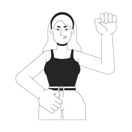 Caucasian female activist raising fist  Illustration