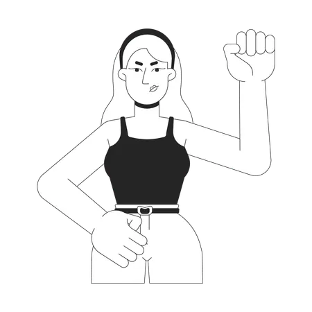 Caucasian female activist raising fist  Illustration