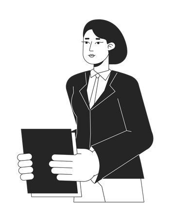 Caucasian female employee holding papers  Illustration