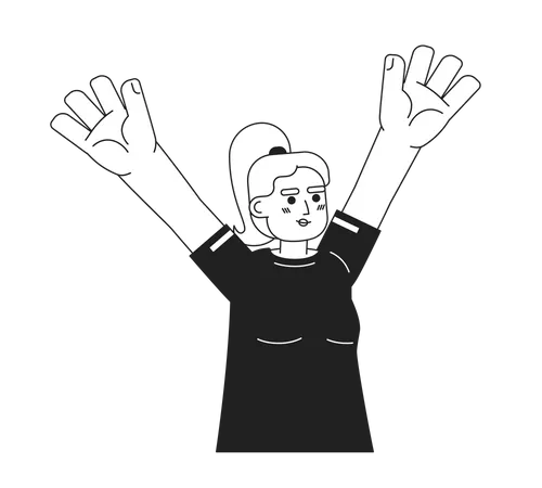 Caucasian girl raising hands  Illustration
