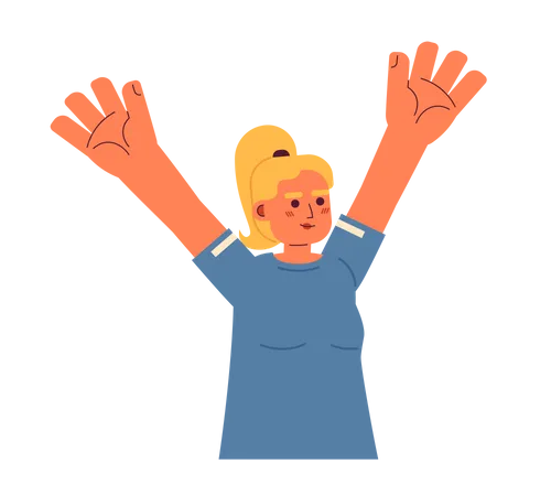 Caucasian girl raising hands  Illustration