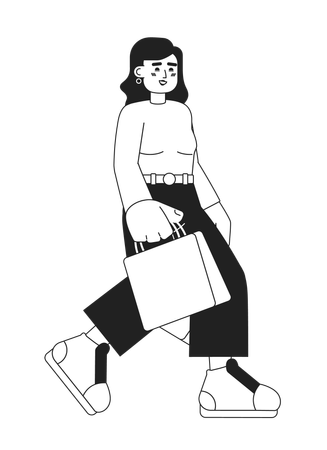 Caucasian lady with shopping bags  Illustration