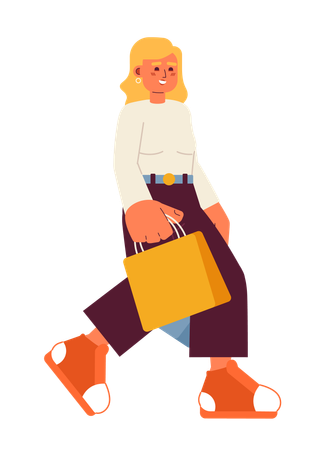 Caucasian lady with shopping bags  Illustration