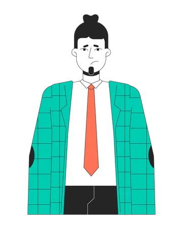 Caucasian Male Office Worker Unhappy 2 D Linear Cartoon Character Upset Downhearted Adult Isolated Line Vector Person White Background Sad Man Employee Sighing Color Flat Spot Illustration Illustration