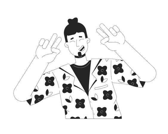 Caucasian man peace fingers  Illustration