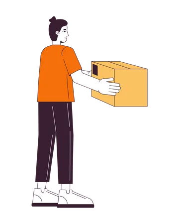 Caucasian man taking parcel  Illustration