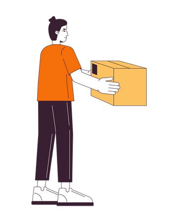 Caucasian man taking parcel  Illustration