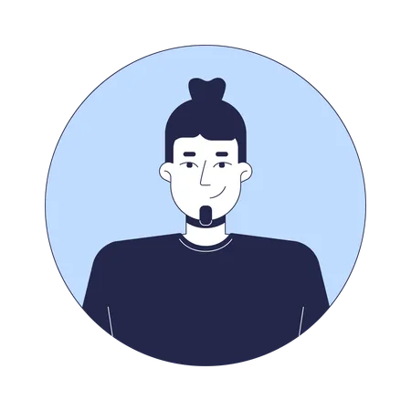 Caucasian man with bun hair and simple t-shirt  Illustration