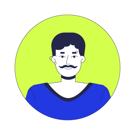 Caucasian piercing man with moustache  Illustration