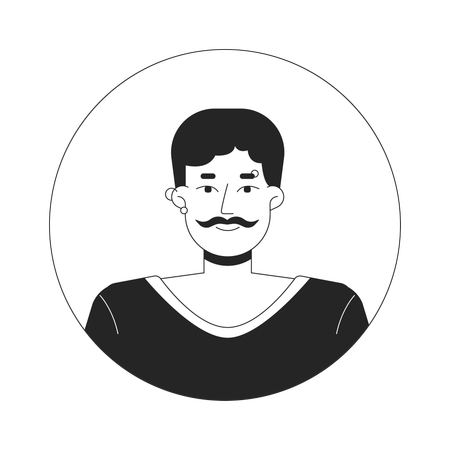 Caucasian piercing man with moustache  Illustration