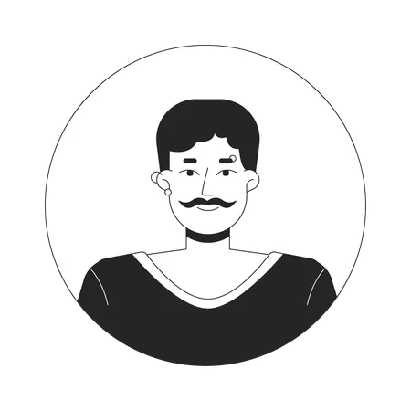 Caucasian piercing man with moustache  Illustration