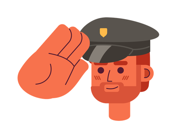 Caucasian policeman saluting  Illustration