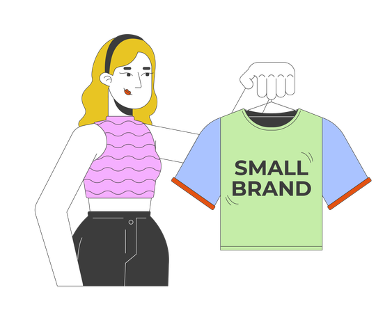 Caucasian woman buying small branded t-shirt  Illustration