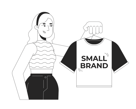 Caucasian woman buying small branded t-shirt  Illustration