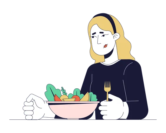 Caucasian woman decreased appetite  Illustration