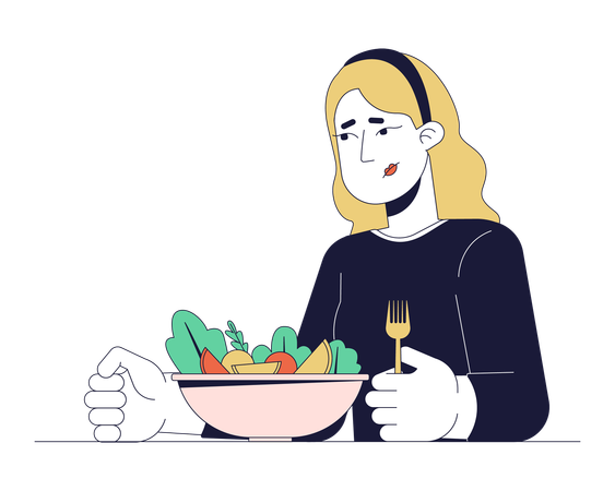 Caucasian woman decreased appetite  イラスト