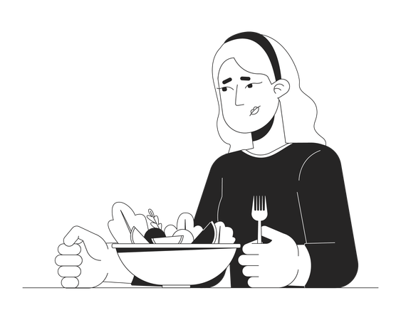 Caucasian woman decreased appetite  イラスト
