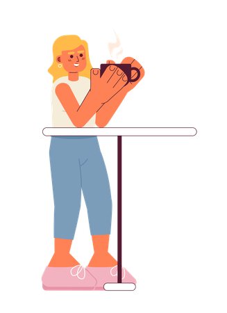 Caucasian woman drinking coffee  Illustration
