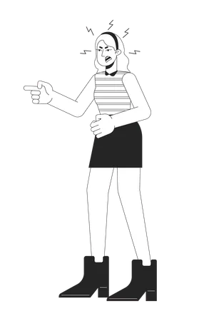 Caucasian Woman Quarreling Black And White 2 D Line Cartoon Character Bad Mood Adult Isolated Vector Outline Person Gesture Body Language Emotional Expression Monochromatic Flat Spot Illustration Illustration