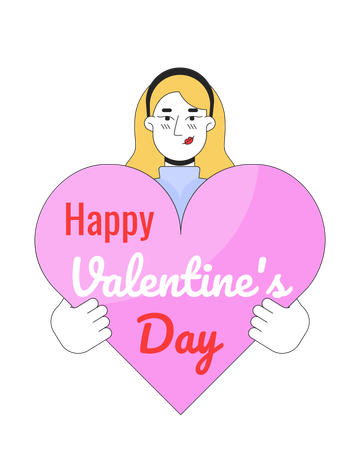 Caucasian woman wishing happy valentine day  Illustration