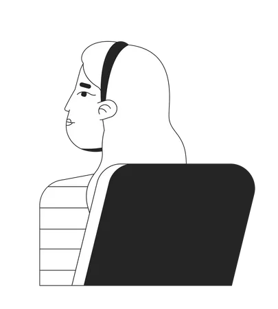 Caucasian young female student sitting in chair  Illustration