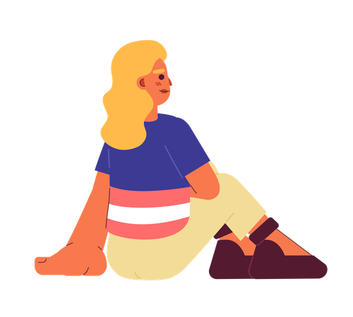 Femme blonde caucasienne assise tranquillement  Illustration
