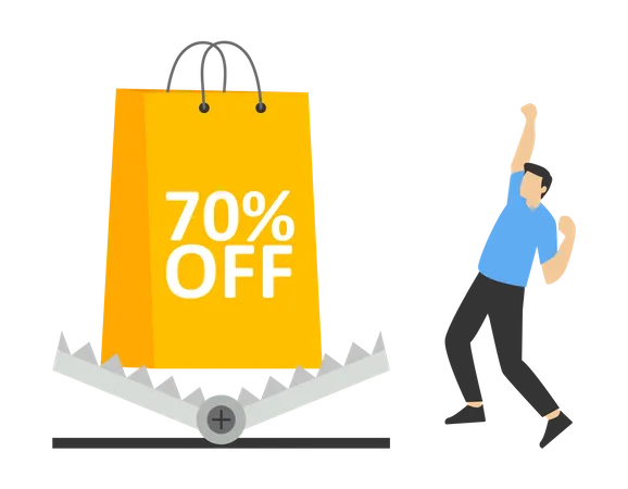 Caught In The Trap Of Shopping Vector Illustration In Flat Style Illustration