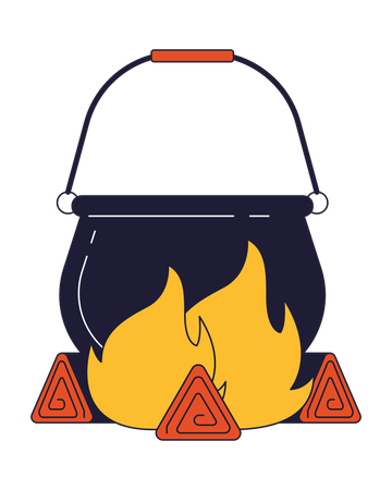 Cauldron on fire  Illustration