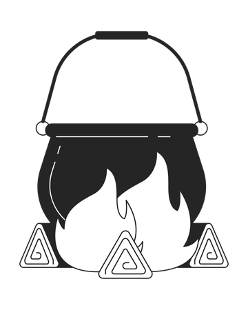 Cauldron on fire  Illustration