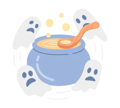 Cauldron with ghosts  Illustration