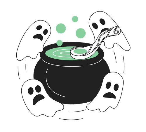 Cauldron with ghosts  Illustration