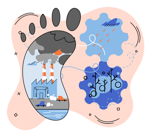 Causes of climate change on planet and carbon dioxide CO2 in atmosphere  Illustration