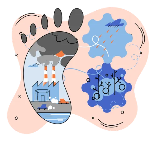 Causes of climate change on planet and carbon dioxide CO2 in atmosphere  Illustration