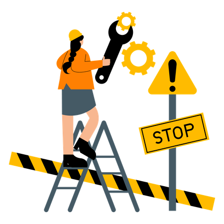 Caution construction ahead  Illustration