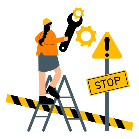 Caution construction ahead  Illustration