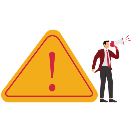 Caution message that needs to be fixed urgently  Illustration