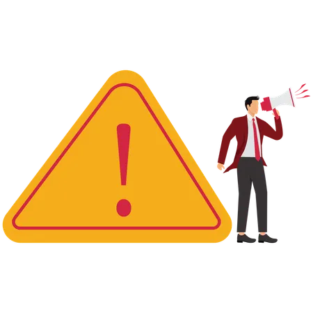 Caution message that needs to be fixed urgently  Illustration